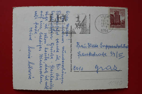 AK Ein echter Edelweiss Gruss aus Lech am Arlberg / 1974 / echtes Edelweiss / Mehrbildkarte / Strassenansicht / Strassen / Bauernhöfe / Voralberg